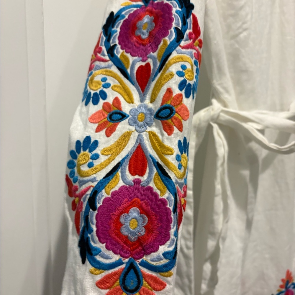 Boden linen dress NWT 8 Cleo Embroidered Tunic Bright Floral D0888 - Picture 8 of 10